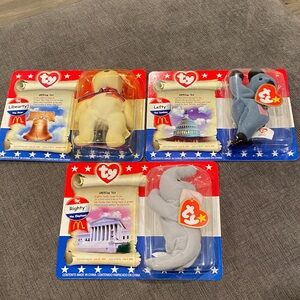 2000 McDonald’s American Trio Teenie Beanie Babies - FULL SET OF 3! vintage toys